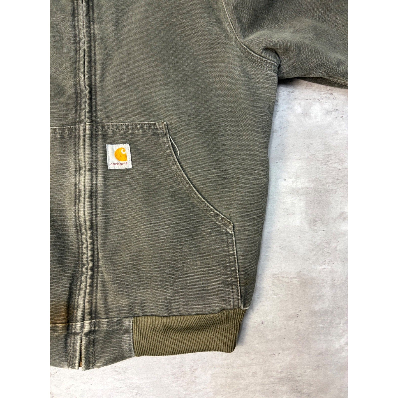 Vintage Carhartt Quilted Lined Canvas Hooded Active Jacket Size Large YOUTH