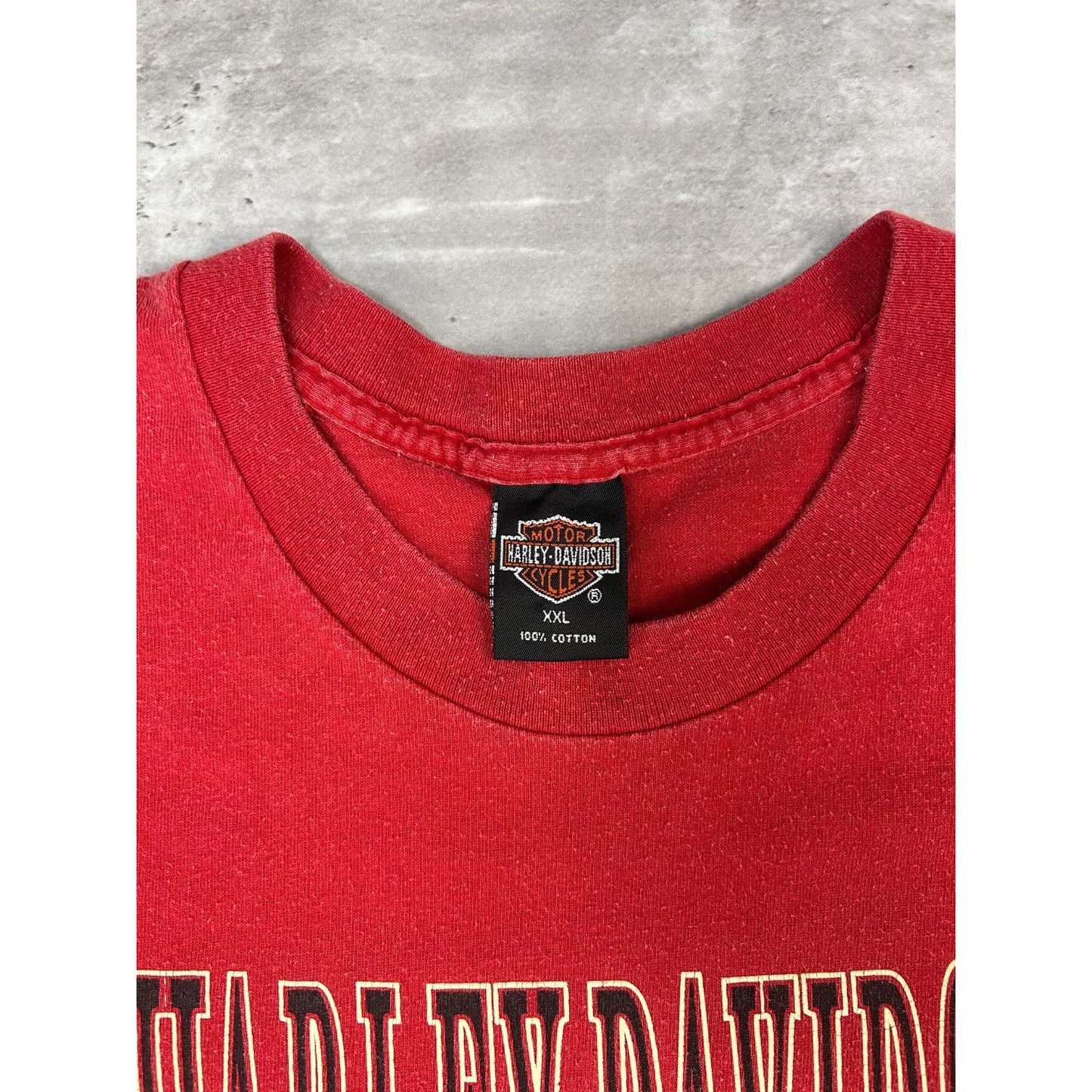 Vintage 1996 Harley Davidson Graphic Spellout Logo T-Shirt Size 2XL Red