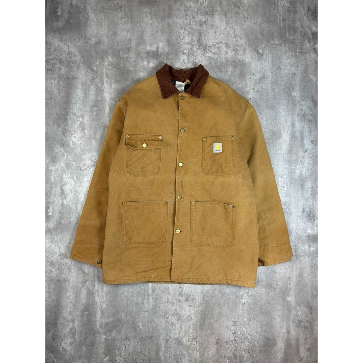 Vintage 90s Carhartt Blanket Lined Canvas Workwear Chore Jacket Size 44 Tall XL