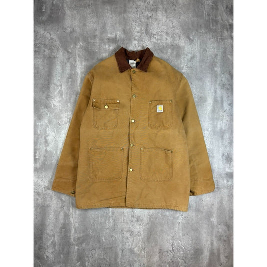 Vintage 90s Carhartt Blanket Lined Canvas Workwear Chore Jacket Size 44 Tall XL