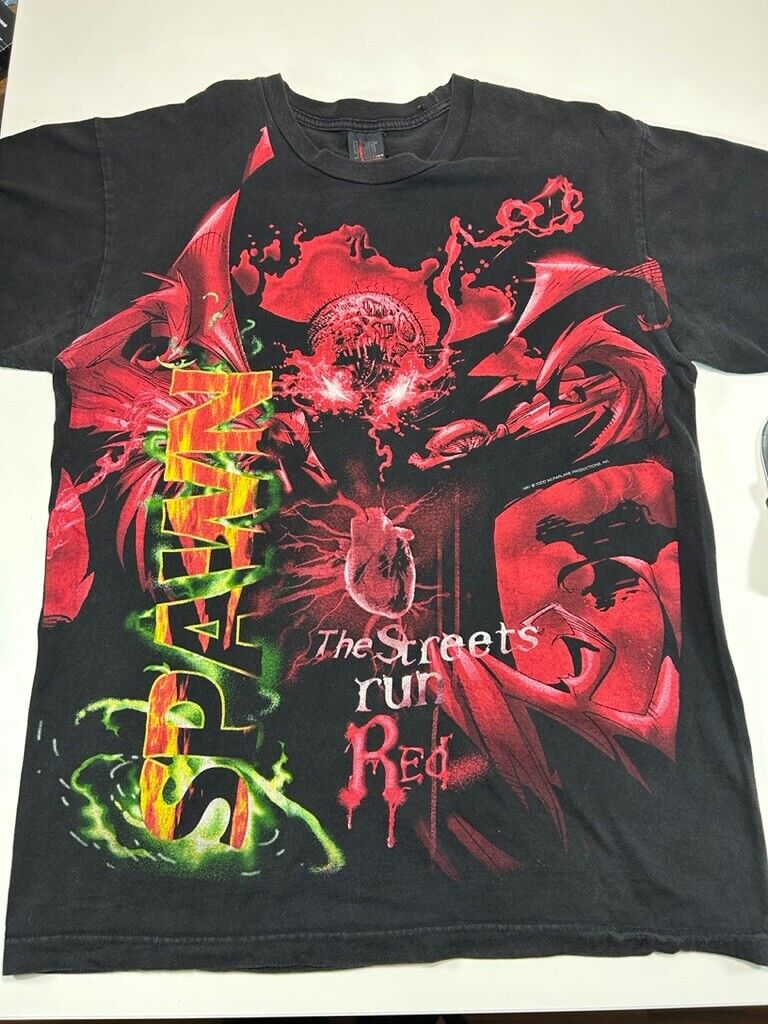 Vintage 1997 Spawn Giant The Streets Run Red Todd McFarlane T-Shirt Size XL