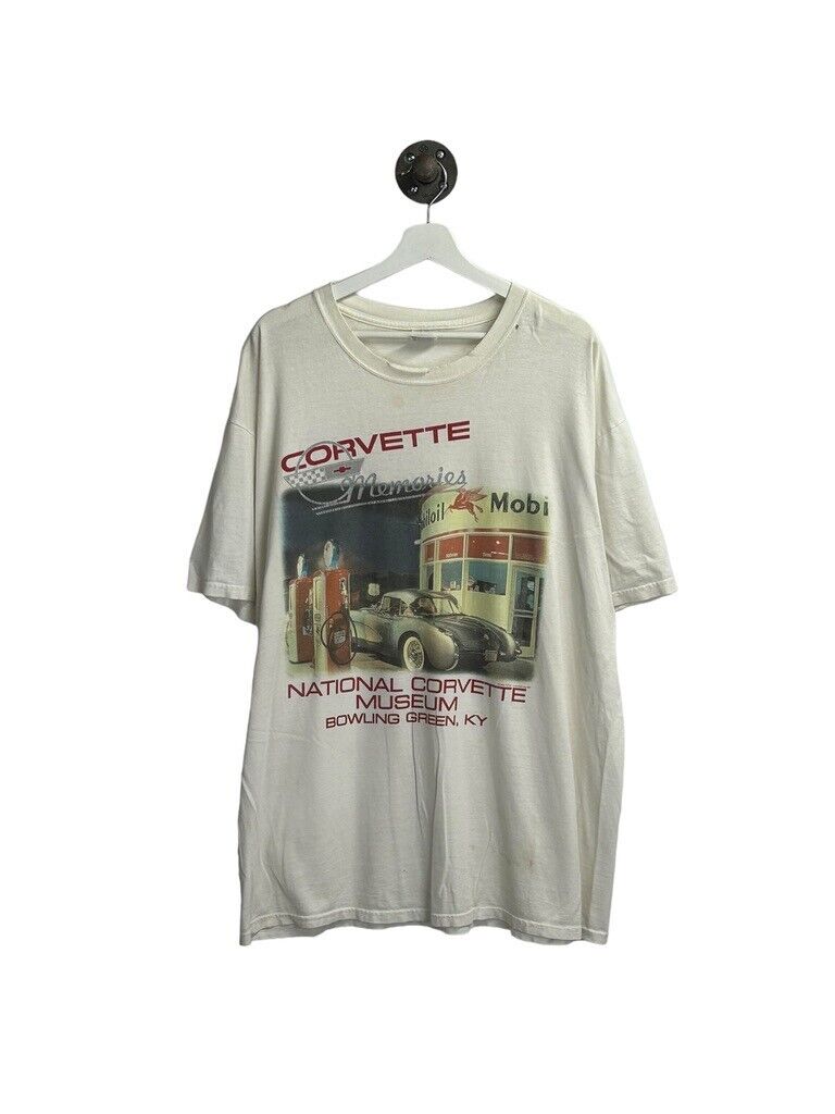 Vintage 1995 Corvette National Museum Car Graphic T-Shirt Size 2XL White 90s