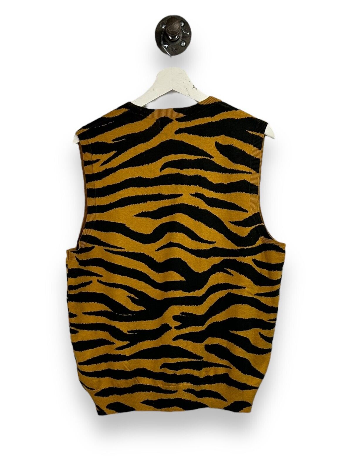 Stussy Tiger Stripe Print Ribbed Knit Sweater Vest Size Medium