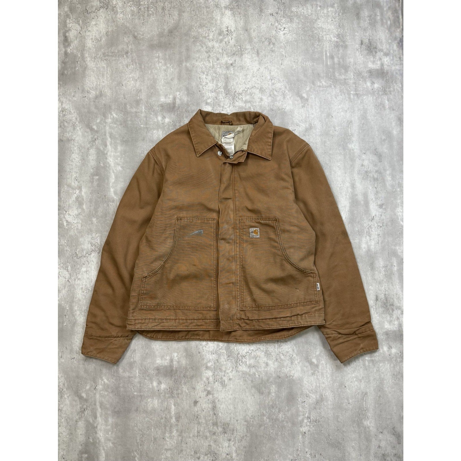 Vintage Carhartt FR Insulated Canvas Workwear Cropped Arctic Jacket Size Large