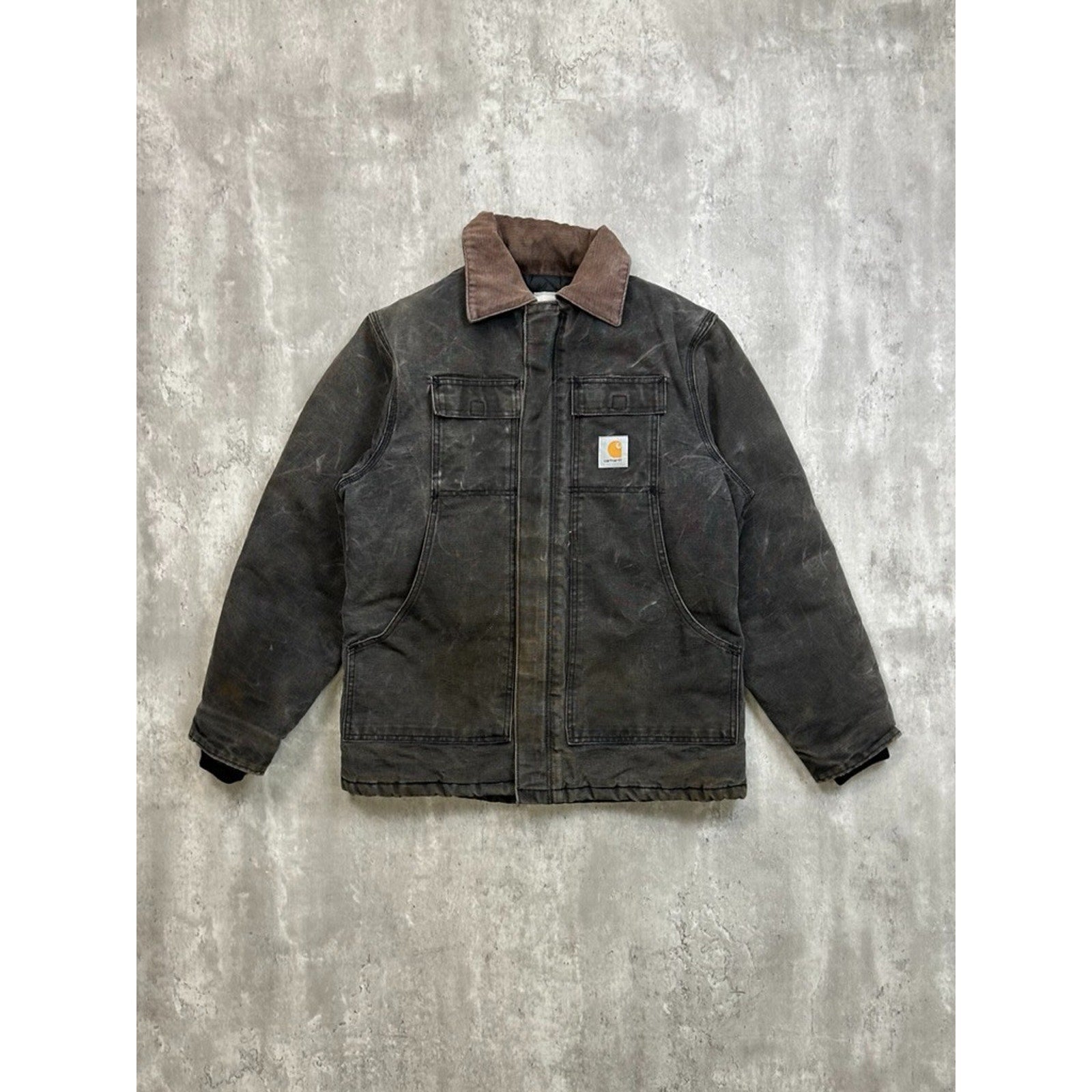 Vintage Carhartt Quilted Lined Canvas Workwear Black Arctic Jacket Size Large