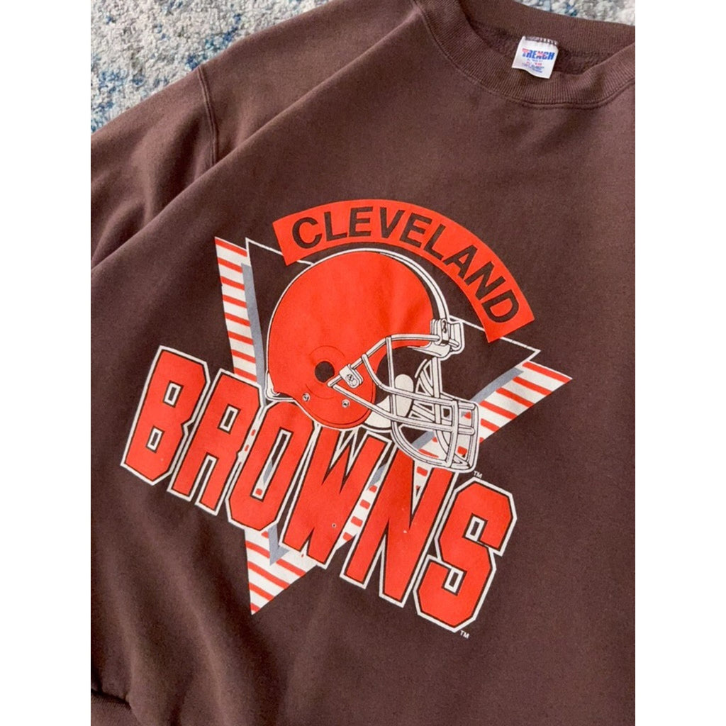 Vintage 90s Cleveland Browns NFL Helmet Graphic Spellout Sweatshirt Size XL