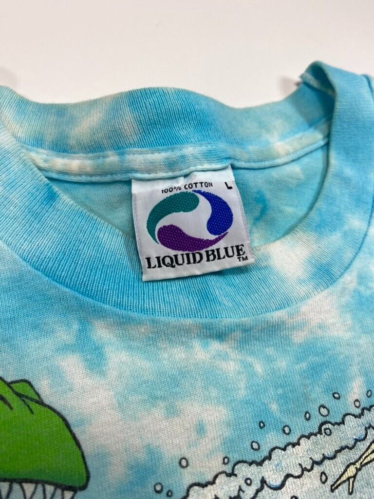 Vintage 1992 Joey Mars Liquid Blue Tye Dye Art Graphic T-Shirt Size Large 90s