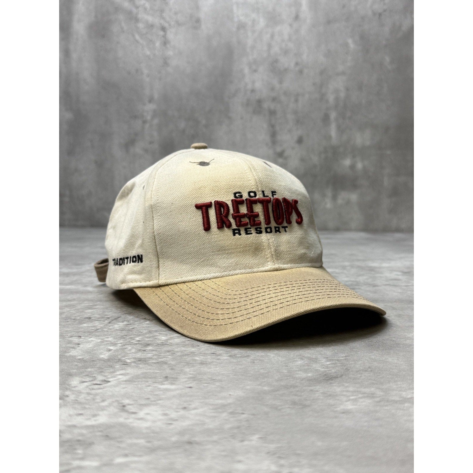 Vintage Treetops Golf Resort Embroidered Spellout Graphic Strapback Hat OSFA