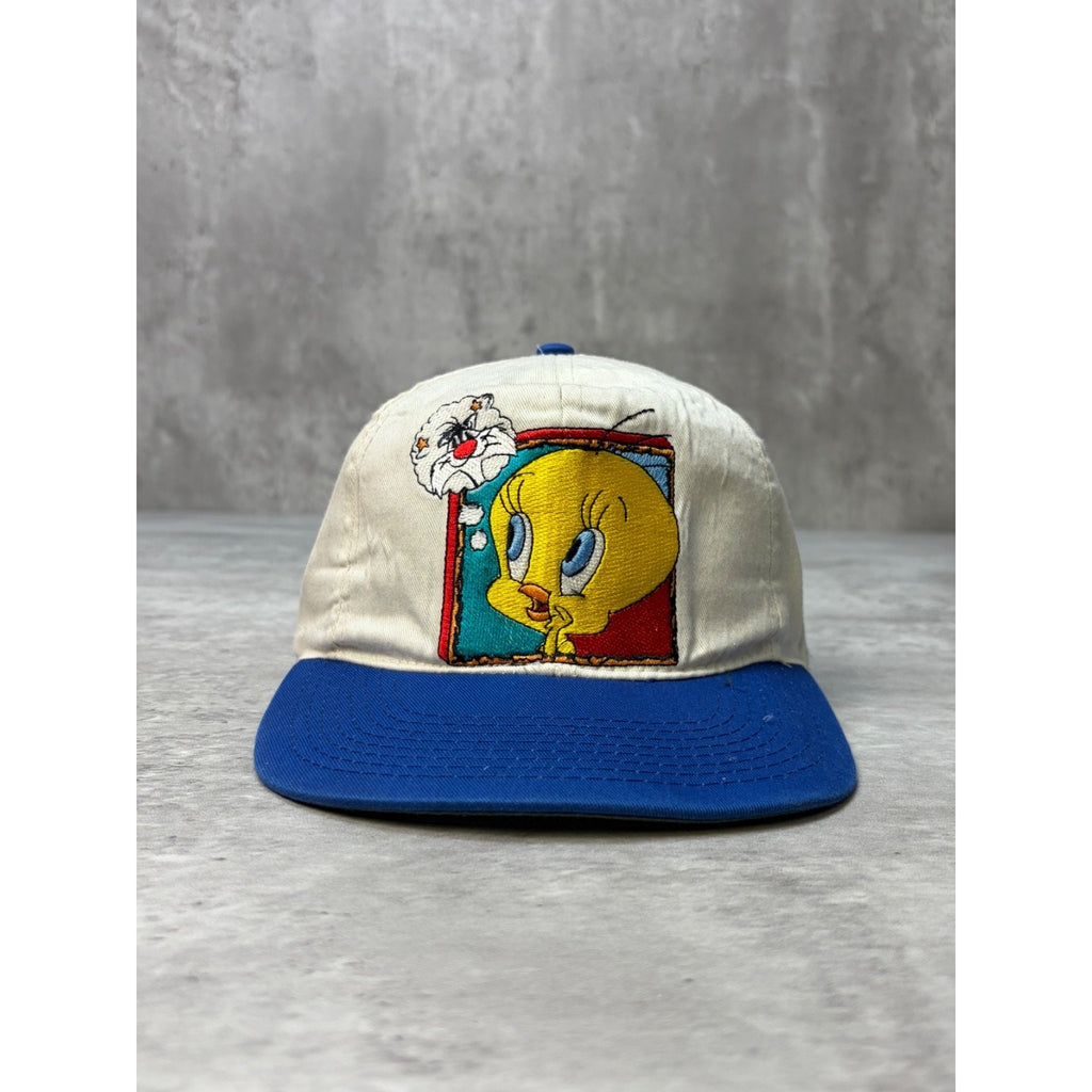 Vintage 90s Looney Tunes Tweety Embroidered Graphic Snapback Hat OSFA