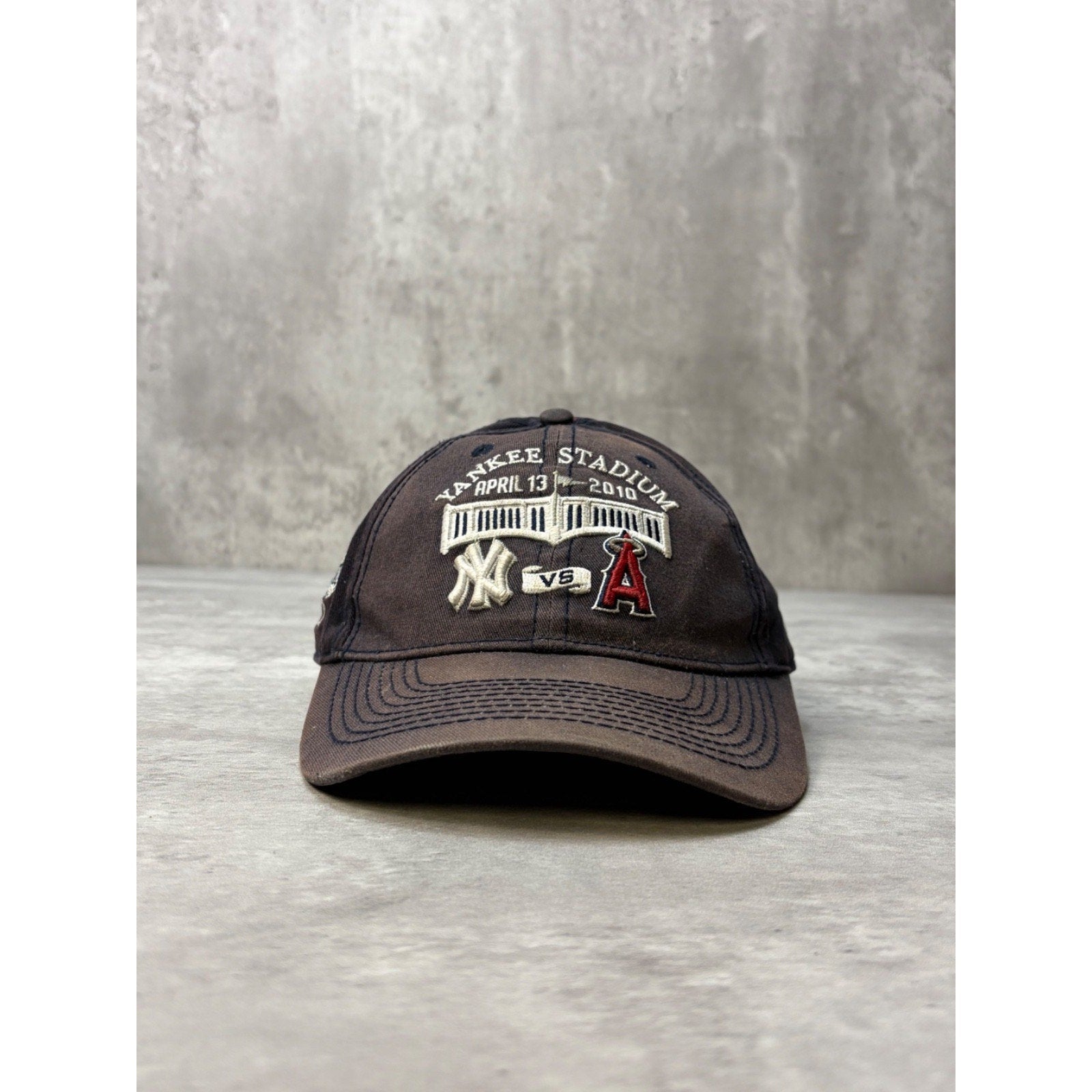 Vintage Yankees Vs Angels MLB Yankee Stadium Strapback Hat OSFA