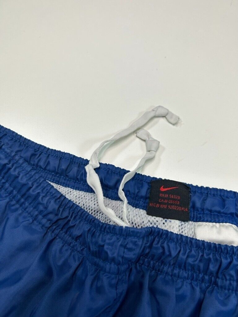 Vintage Y2K Nike Embroidered Mini Swoosh Nylon Windbreaker Pants Size XL Blue