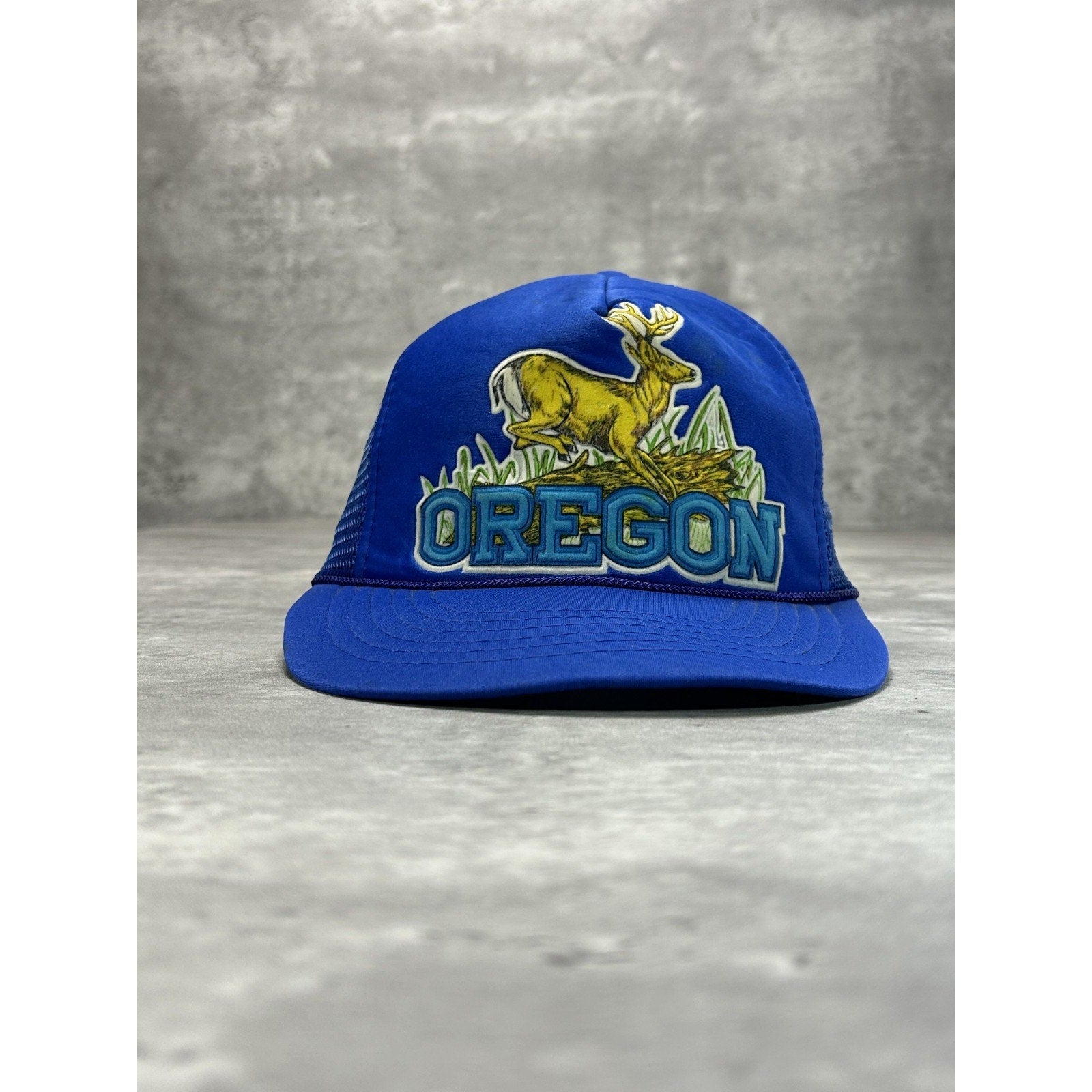 Vintage 80s Oregon Deer Graphic Nature Destination Trucker Snapback Hat OSFA