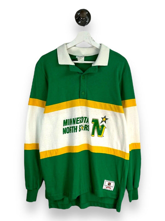 Vintage 80s Minnesota North Stars NHL Collared Hockey Sweatshirt Size Large