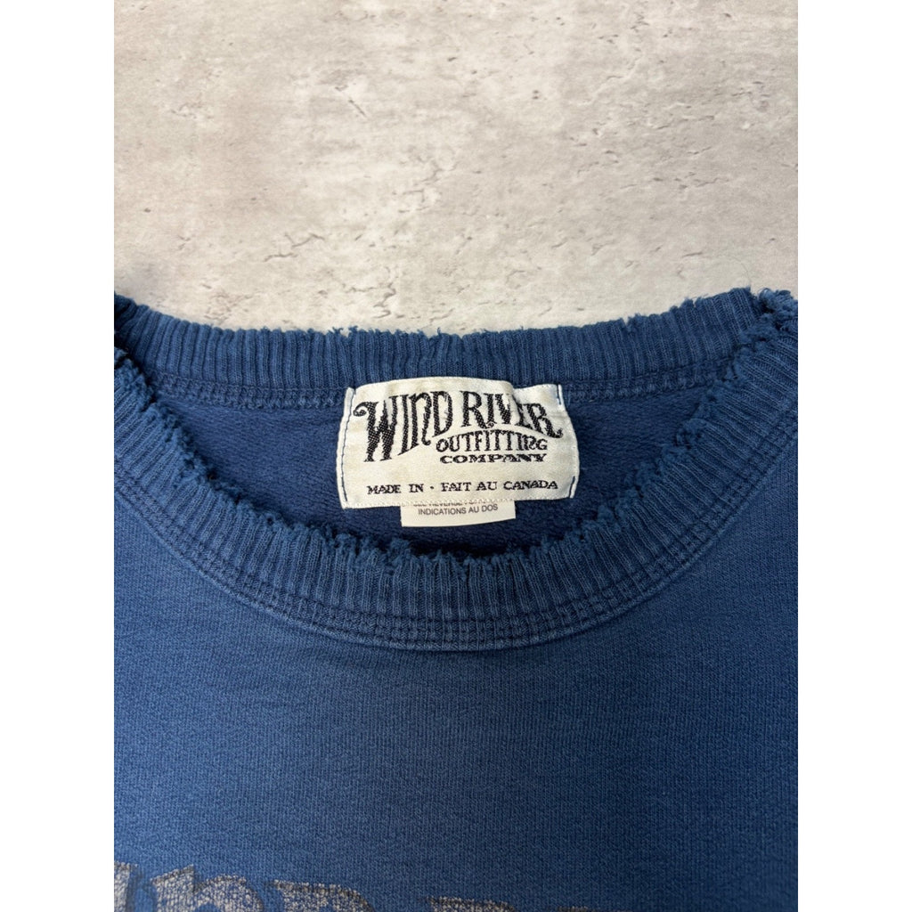 Vintage Wind River Outfitters Nature Crest Graphic Navy Blue Sweatshirt Size XL