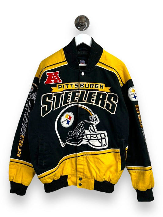 Vintage Pittsburgh Steelers NFL Embroidered Helmet Bomber Jacket Size Medium