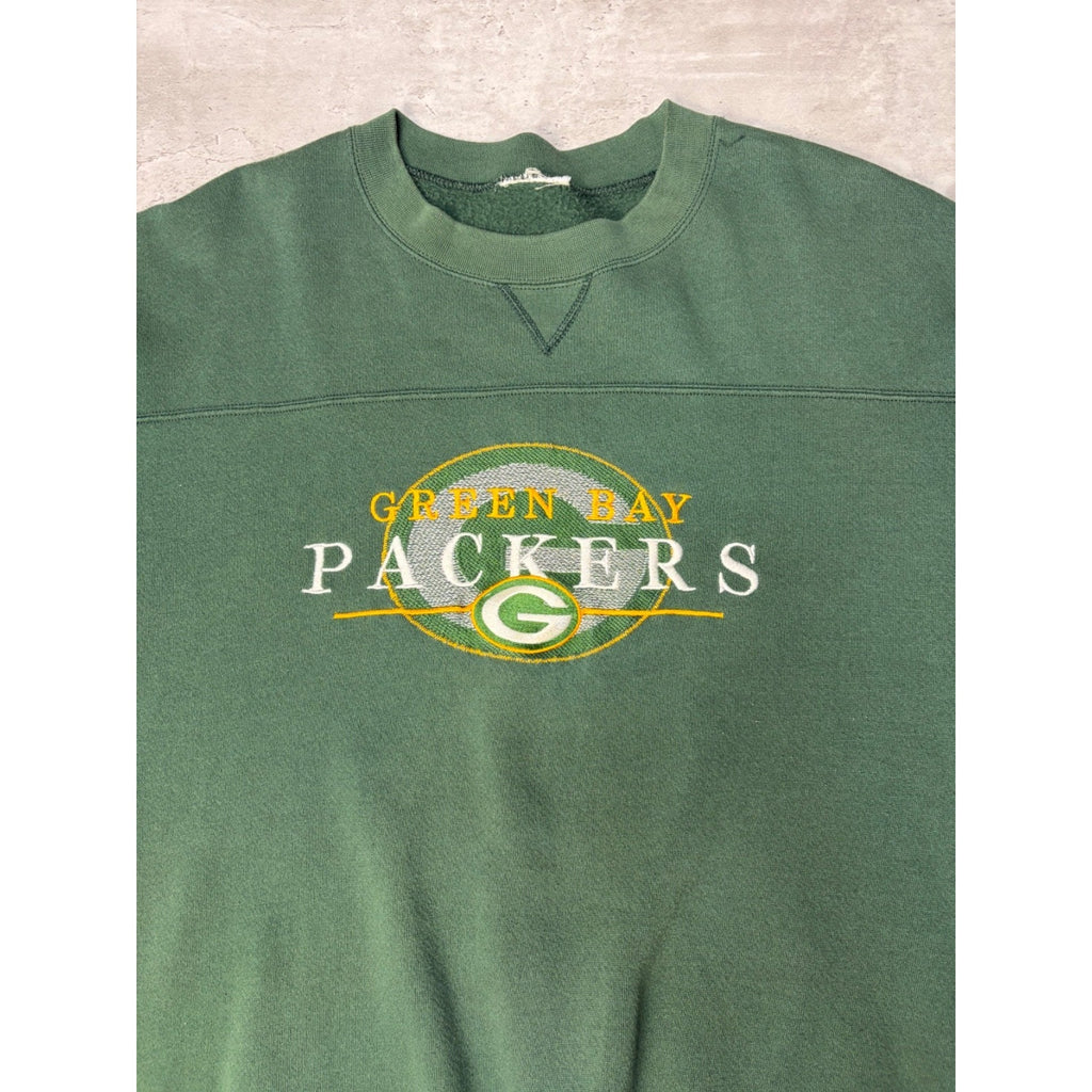 Vintage 90s Green Bay Packers NFL Embroidered Spellout Sweatshirt Size XL