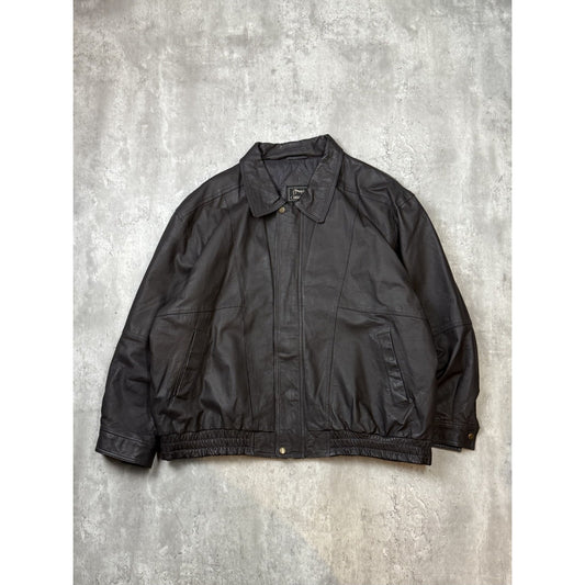 Vintage Cherokee Full Zip Leather Bomber Jacket Size 2XL Black