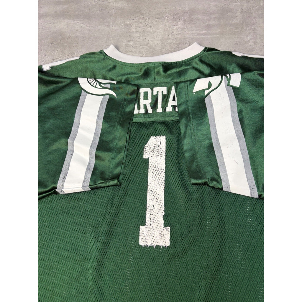 Vintage Michigan State Spartans NCAA #1 Starter Green Football Jersey Size XL