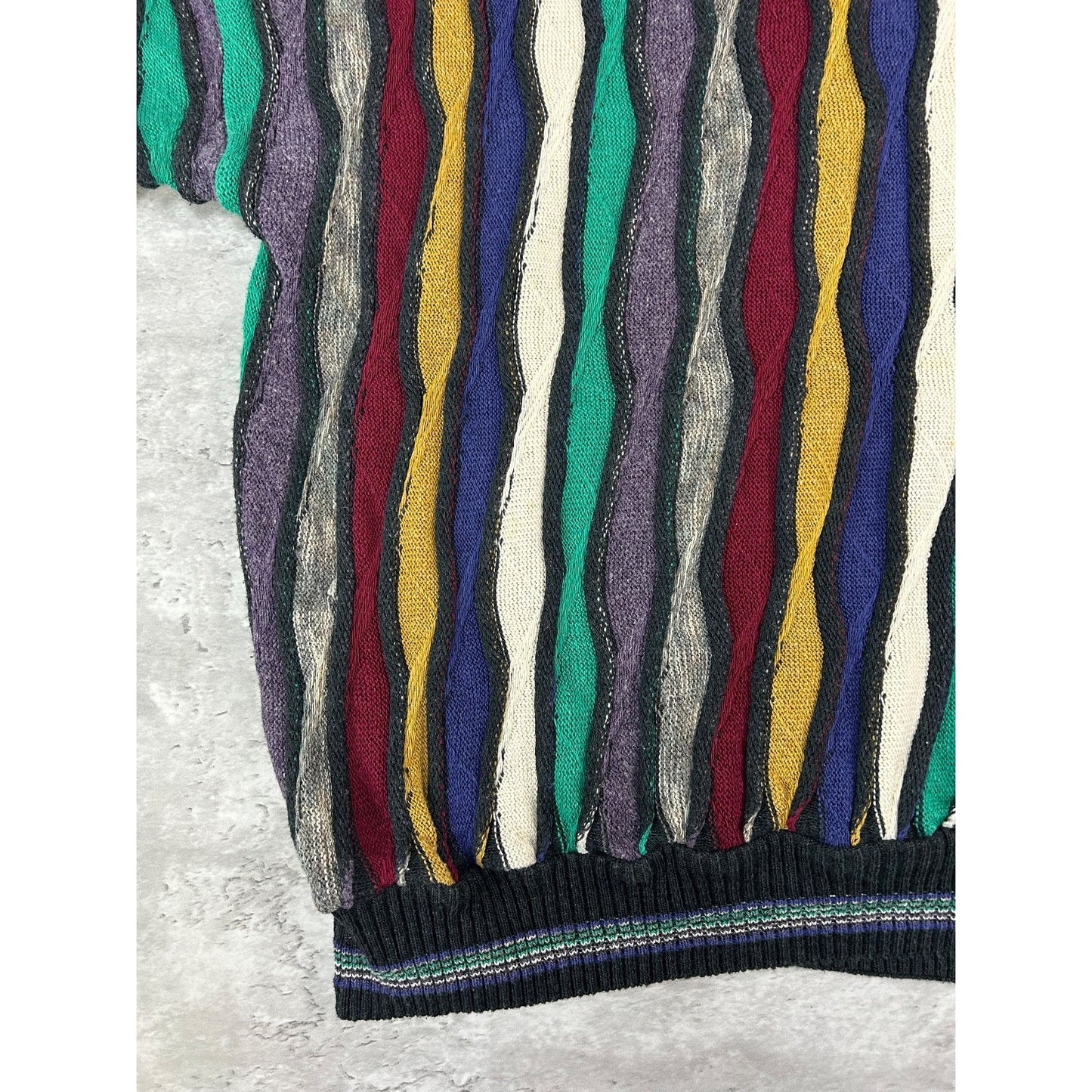 Vintage 90s Alfani 3D Striped Print Pullover Knit Sweater Size XL