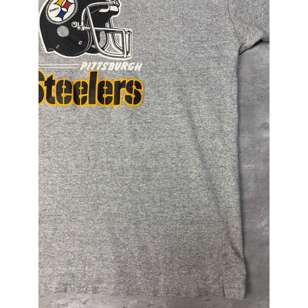 Vintage 80s Pittsburgh Steelers NFL Helmet Graphic Football T-Shirt Size Large