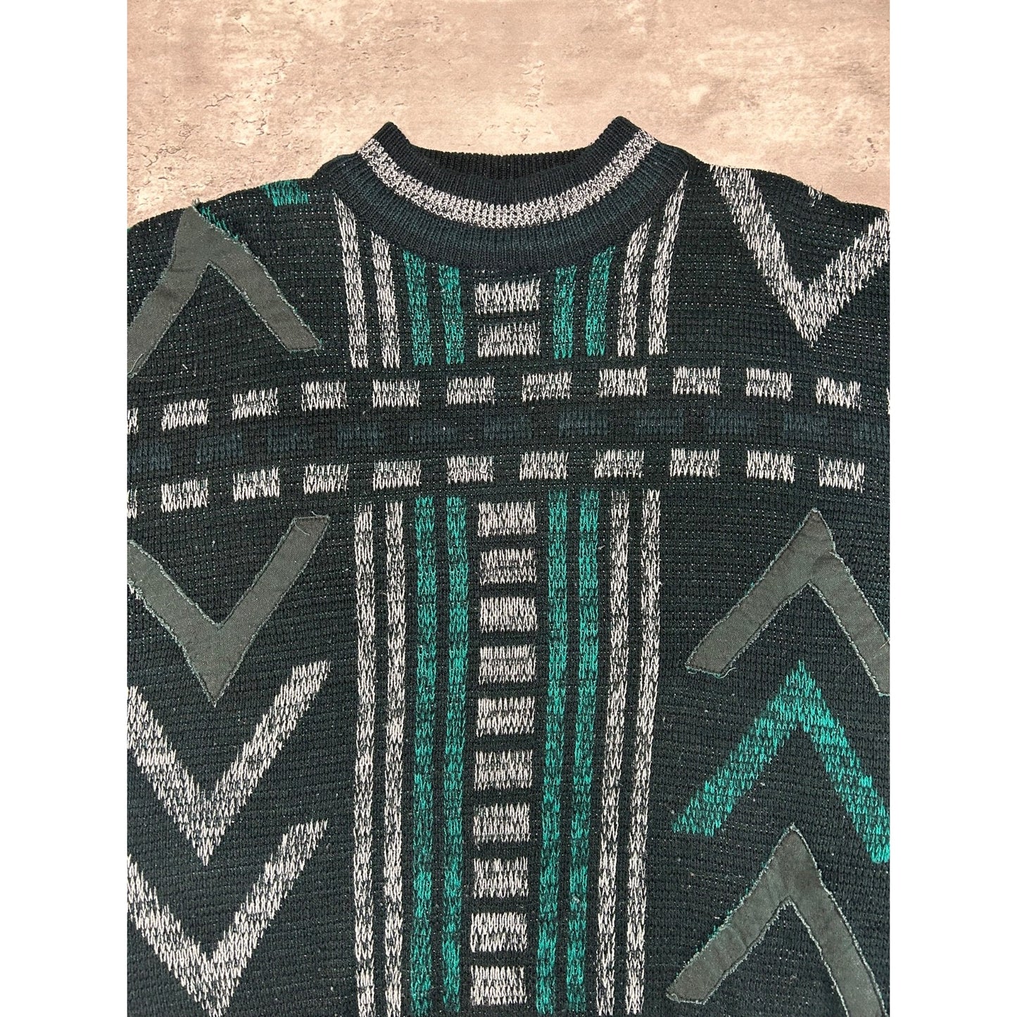 Vintage 90s Abstract Pattern Print Pullover Knit Sweater Size Large