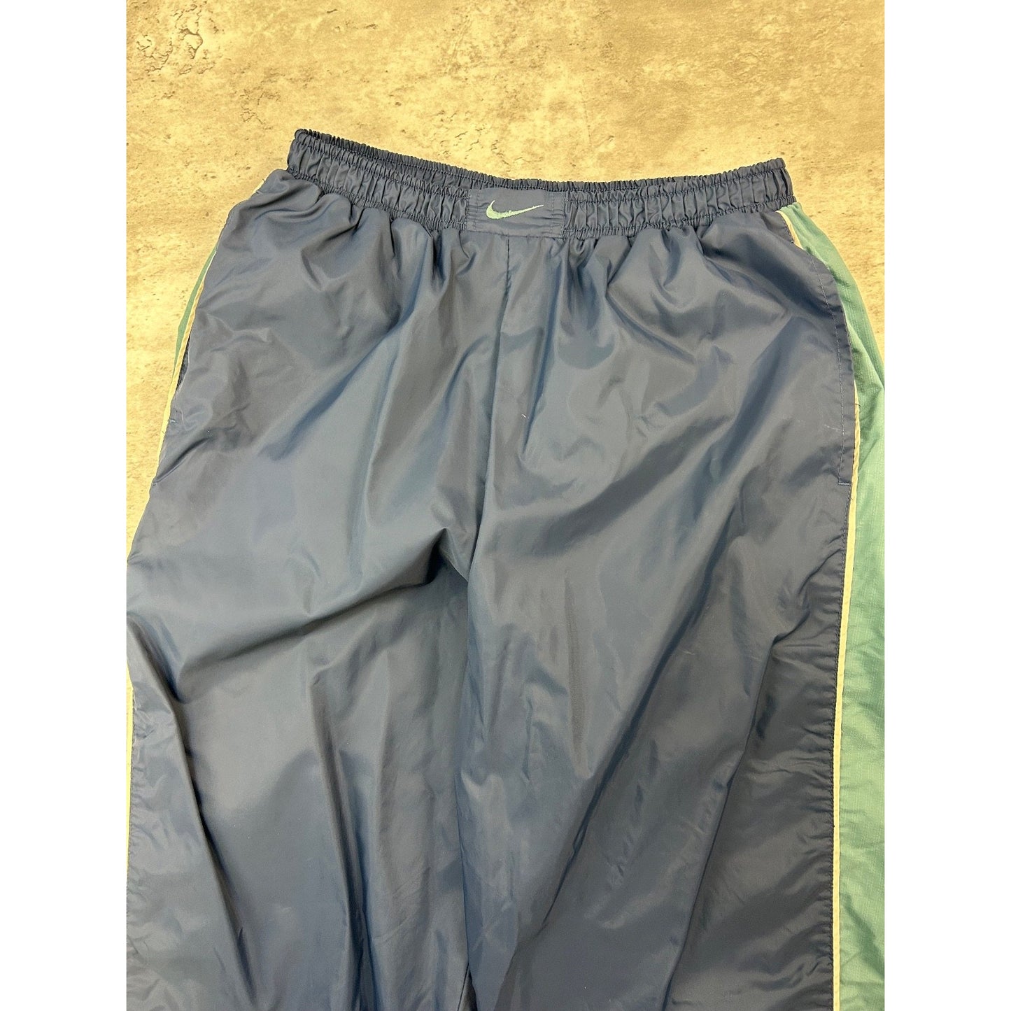 Vintage 2000s YOUTH Nike Embroidered Swoosh Two Tone Nylon Track Pants Sz Large