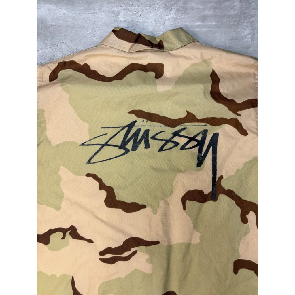 Vintage Stussy Desert Camo Graphic Spellout Coaches Jacket Size Small