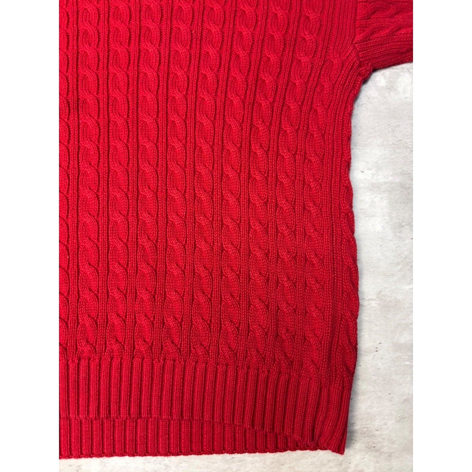 Vintage Chaps Embroidered Crest Pullover Red Cable Knit Sweater Size XL