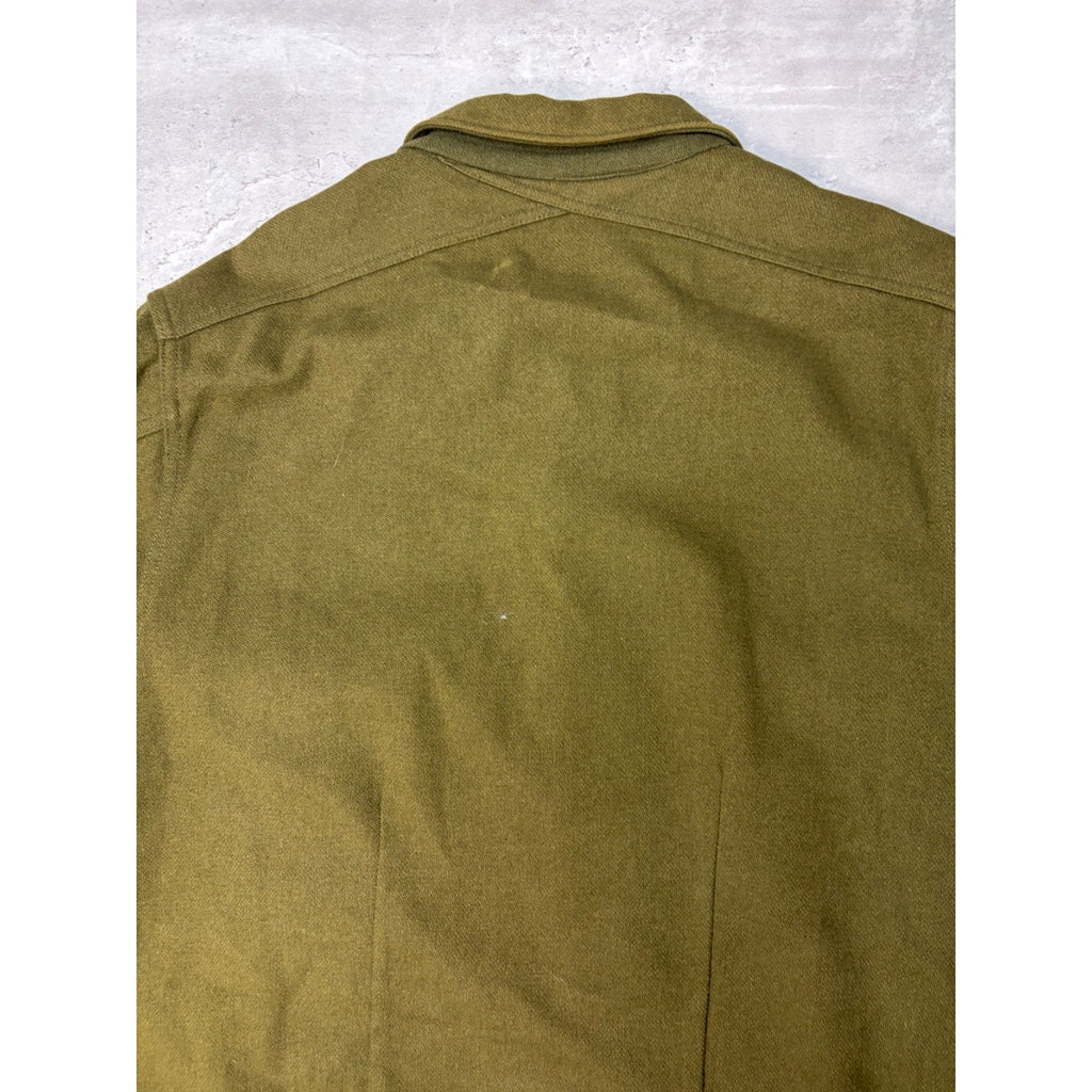 Vintage 1950s US Army OG 107 Patched Wool Field Button Up Shirt Size 2XL