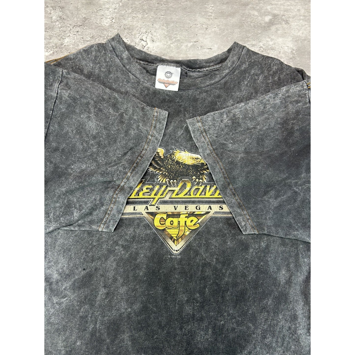 Vintage 1997 Harley Davidson Cafe Bald Eagle Graphic Spellout T-Shirt Size XL