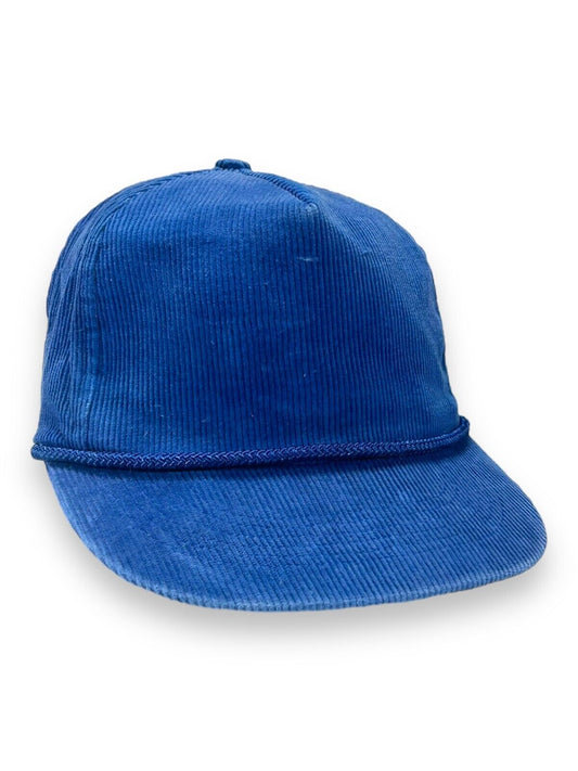 Vintage 80s Corduroy Blank Snapback Hat OSFA Blue