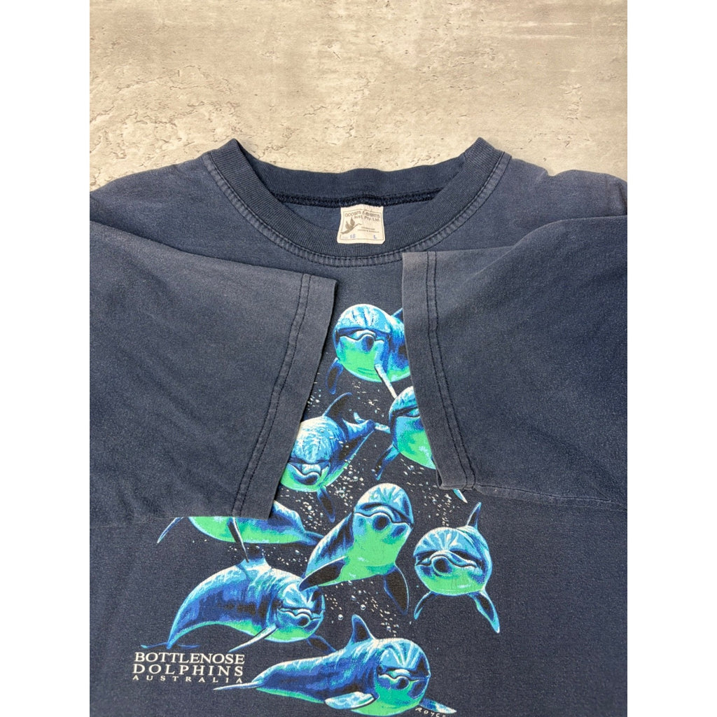 Vintage 90s Bottlenose Dolphins Australia Nature Destination T-Shirt Size Large