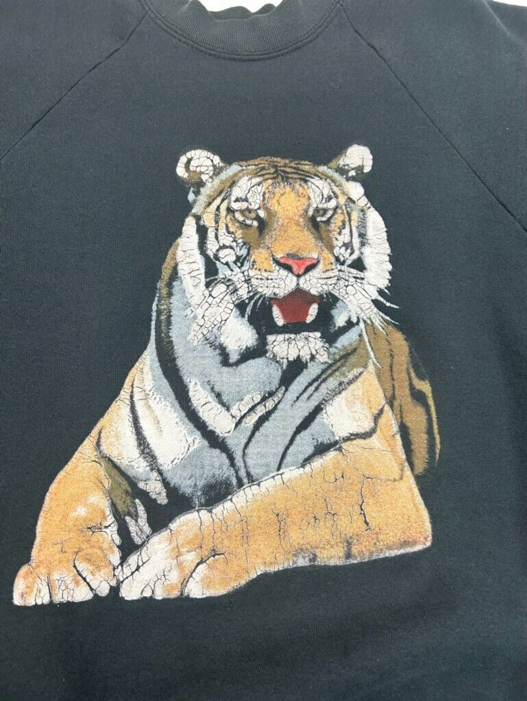 Vintage 80s/90s Tiger Wildlife Animal Graphic Sweatshirt Size XL Made In USA