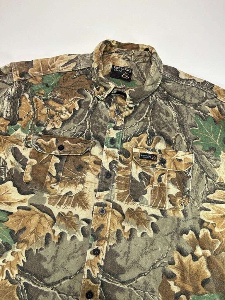 Vintage 90s Rattlers Brand Advantage Camo Longsleeve Button Up Shirt 2XL