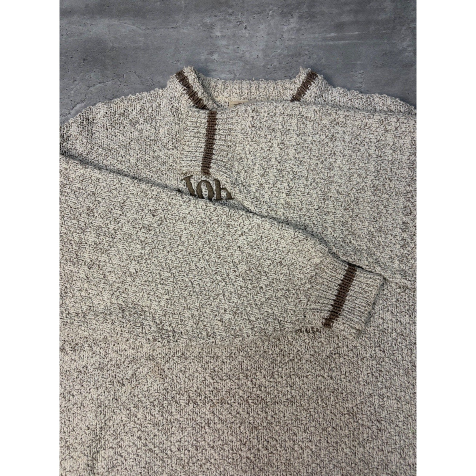 Vintage 90s St. Johns Bay Embroidered Mallard Spellout Knit Sweater Size Large