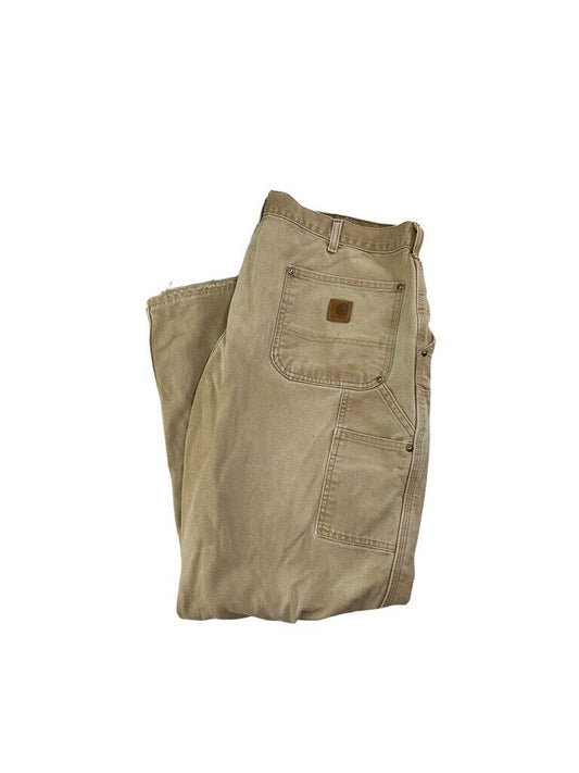 Vintage Carhartt Canvas Workwear Carpenter Double Knee Pants Size 37 Beige