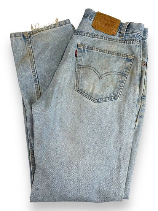 Vintage 90s Levis 505 Regular Fit Red Tab Light Wash Denim Pants Size 33W Blue