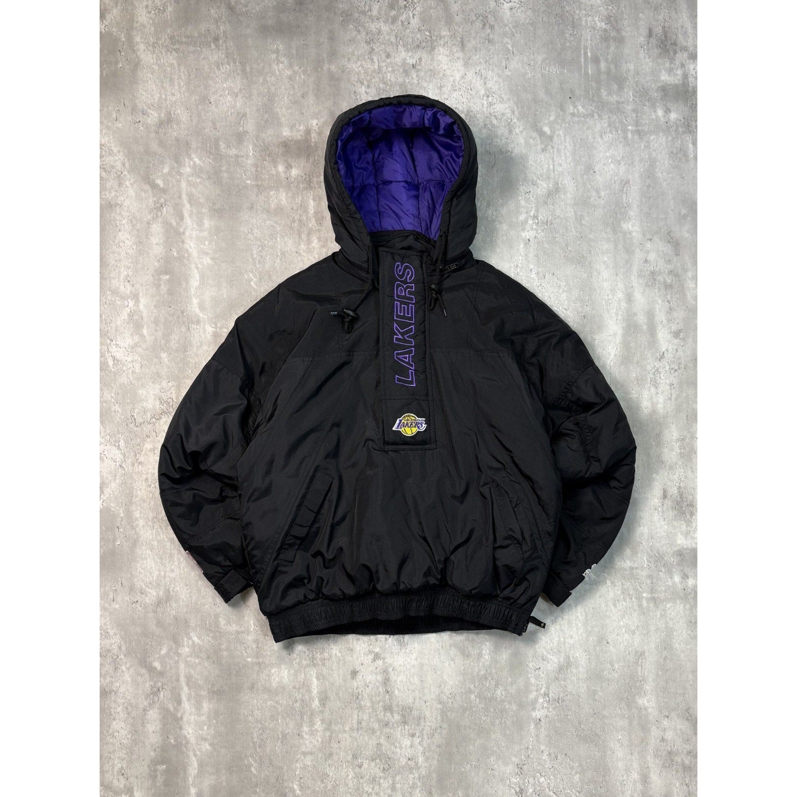 Vintage 90s Los Angeles Lakers NBA Starter 1/2 Zip Insulated Jacket Size Small