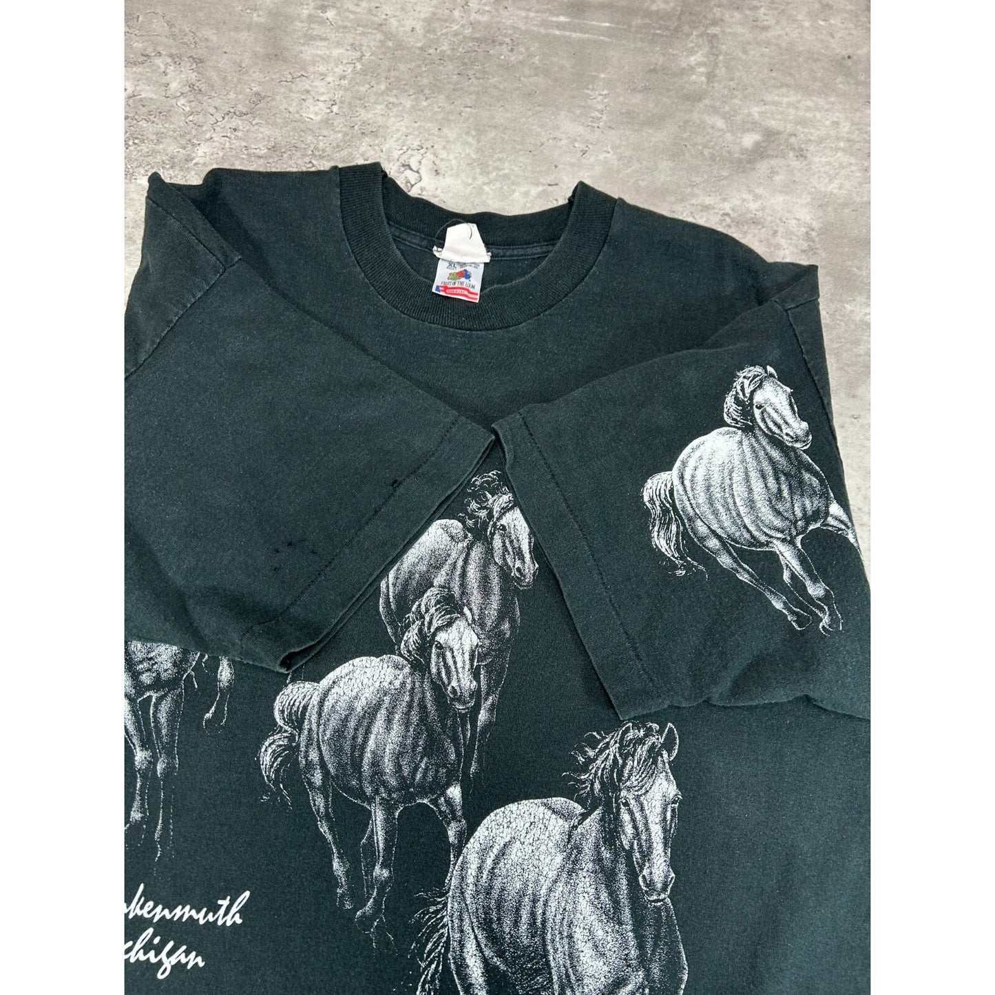 Vintage 1991 Frankenmuth Michigan Horse Equestrian Graphic T-Shirt Size XL