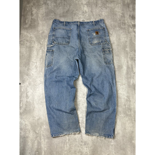 Vintage Carhartt Light Wash Denim Double Knee Carpenter Pants Size 40 Blue