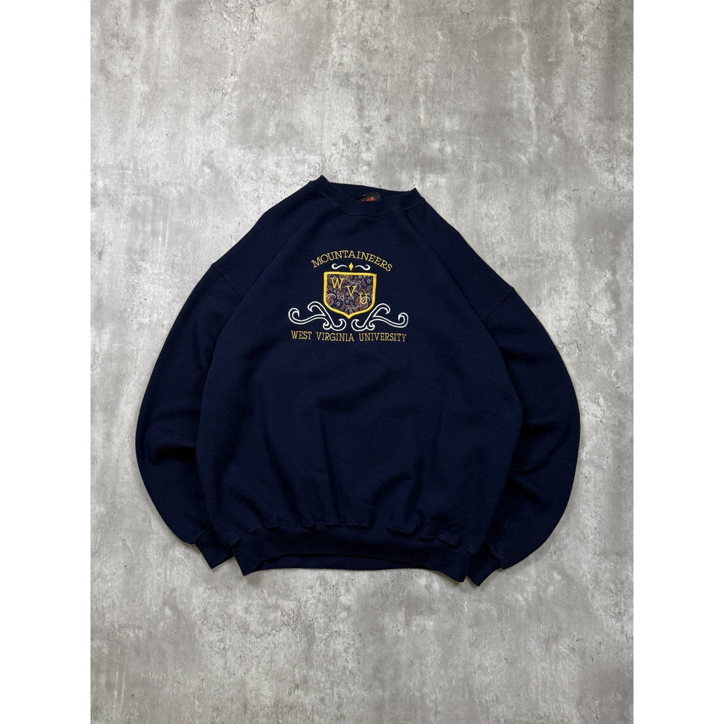 Vintage 90s West Virginia Mountaineers NCAA Crest Graphic Sweatshirt Size XL