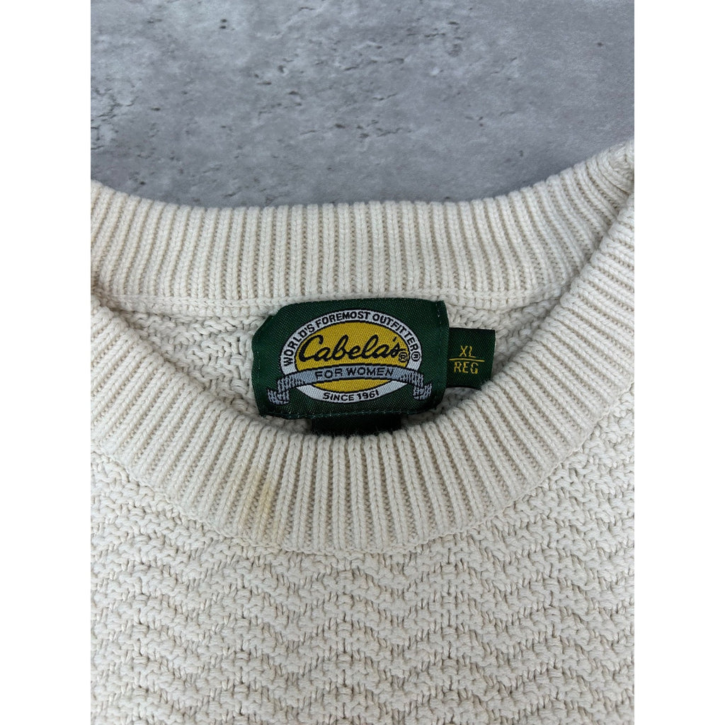 Vintage 90s Cabelas Embroidered Landscape Pullover Knit Sweater Size XL
