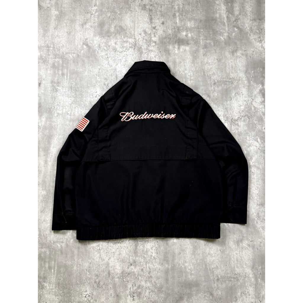 Vintage 80s/90s Budweiser Embroidered Logo Full Zip Bomber Jacket Size XL