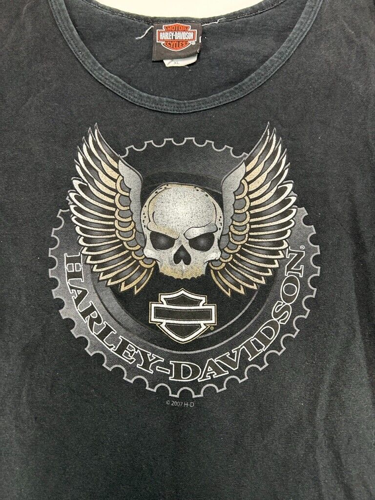 Harley Davidson Skull Wings Graphic Myrtle Beach Sleeveless T-Shirt Size XL