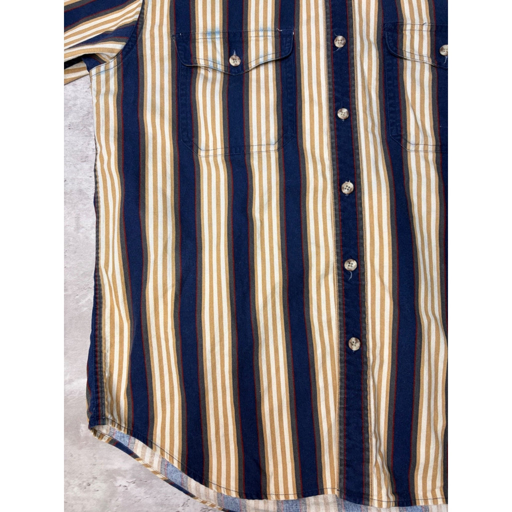 Vintage Eddie Bauer Striped Print Long Sleeve Button Up Shirt Size Small