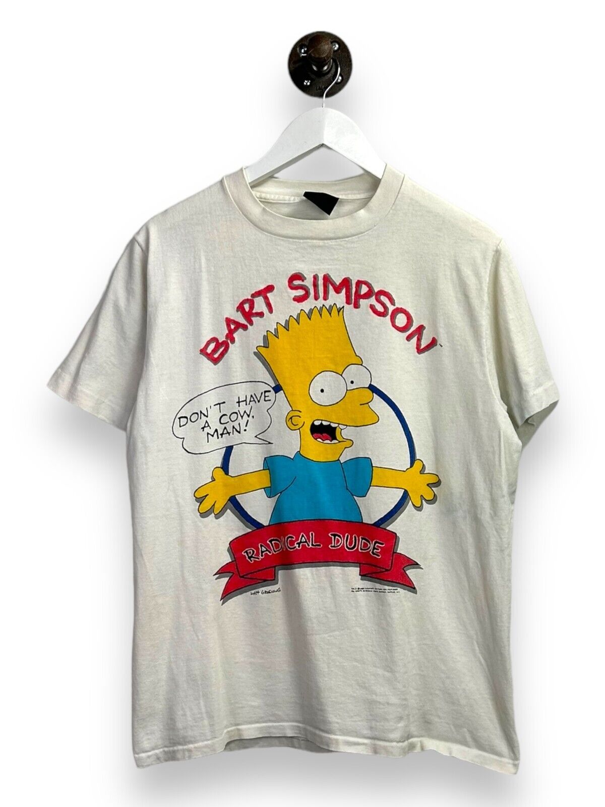 Vintage 1989 The Simpsons Bart Simpsons Dont Have A Cow Man T-Shirt Size Large