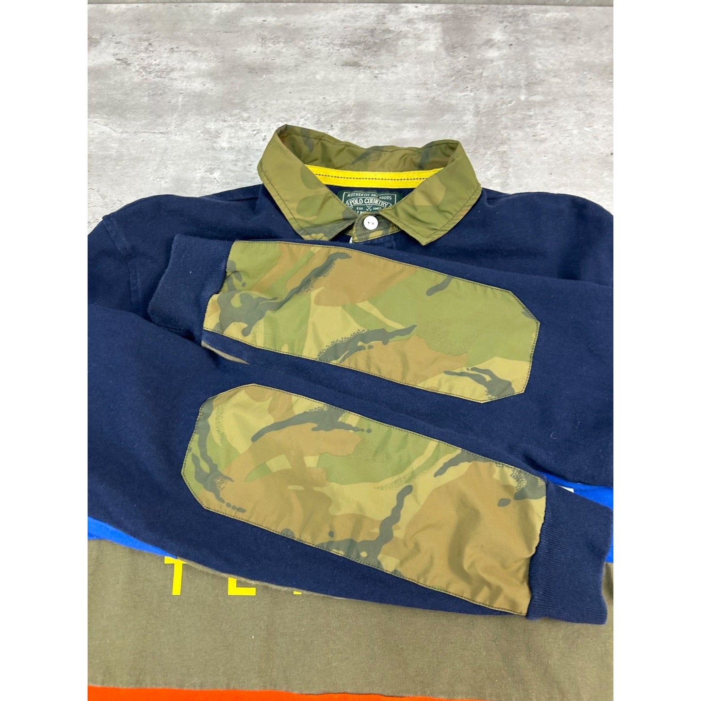 Vintage 90s Polo Country Polo Terrain Spellout 1/4 Button Rugby Shirt Size Large