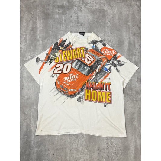 Vintage 2002 Tony Stewart Home Depot Racing Nascar AOP Graphic T-Shirt Sz XL