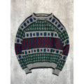 Vintage 90s Van Heusen Hennessy Abstract Patter Knit Sweater Size LT