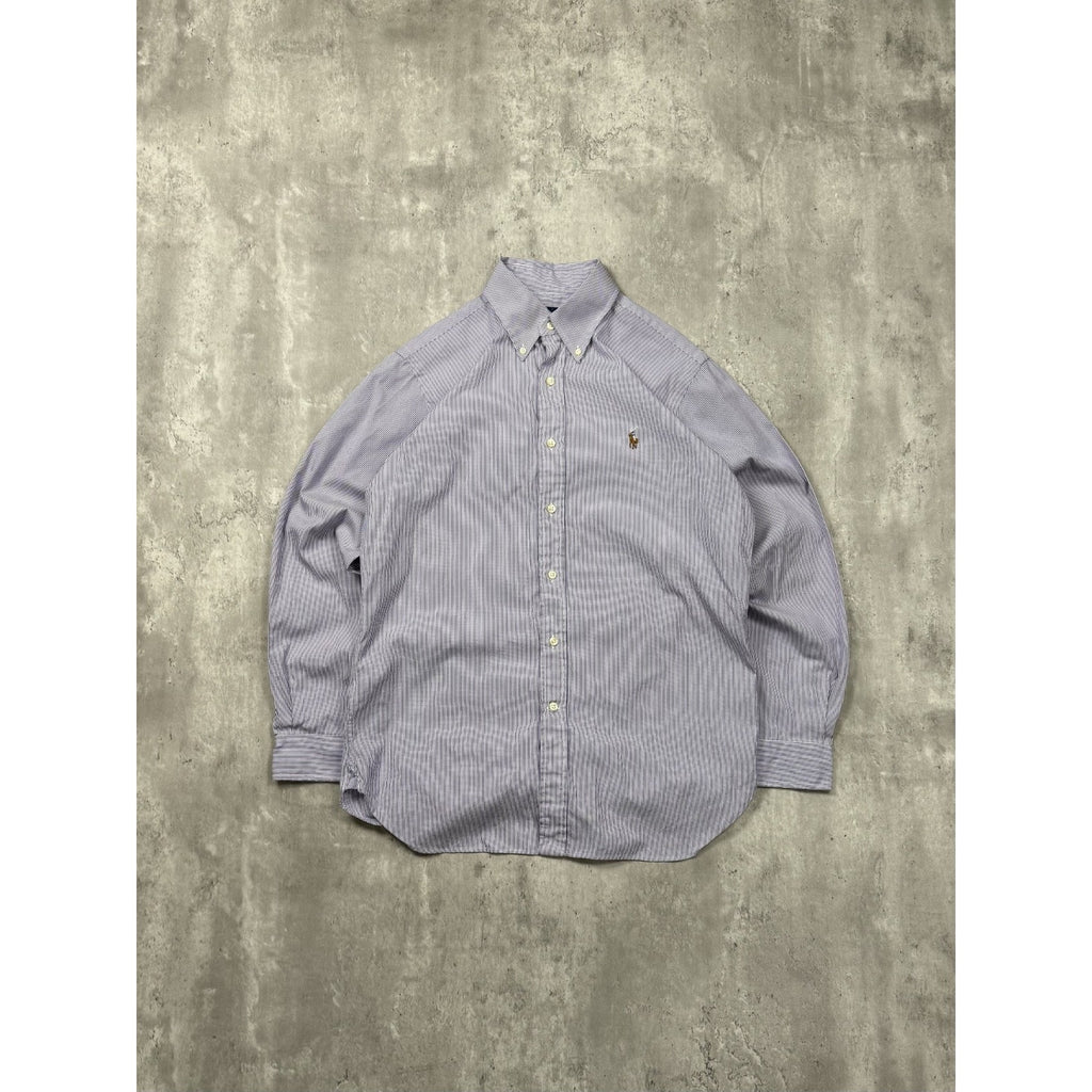 Vintage Polo Ralph Lauren Embroidered Pony Striped Button Up Shirt Size Large
